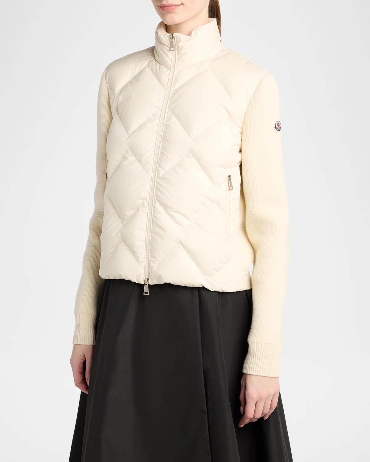 Wool and Cashmere Padded Zip-Up Cardigan - thumbnail 4
