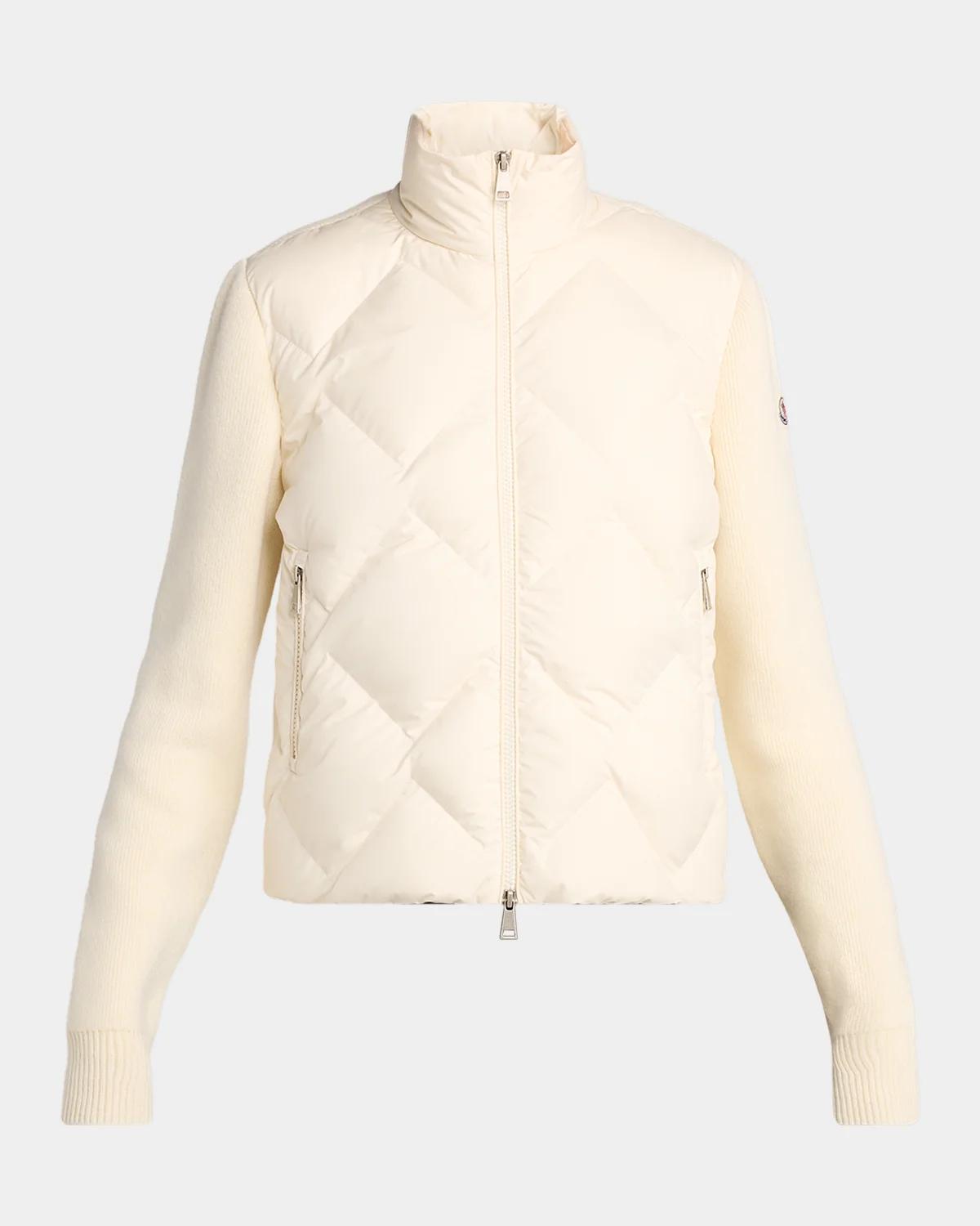 Wool and Cashmere Padded Zip-Up Cardigan