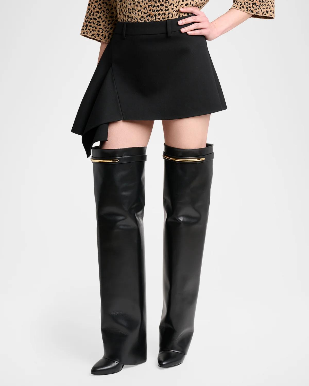 Asymmetric Slashed Mini Skirt - thumbnail 4