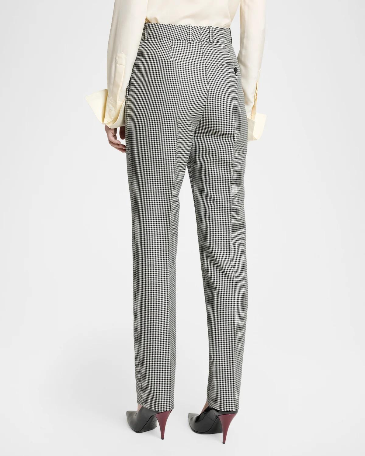 Houndstooth Slim-Leg Cigarette Pants - thumbnail 2