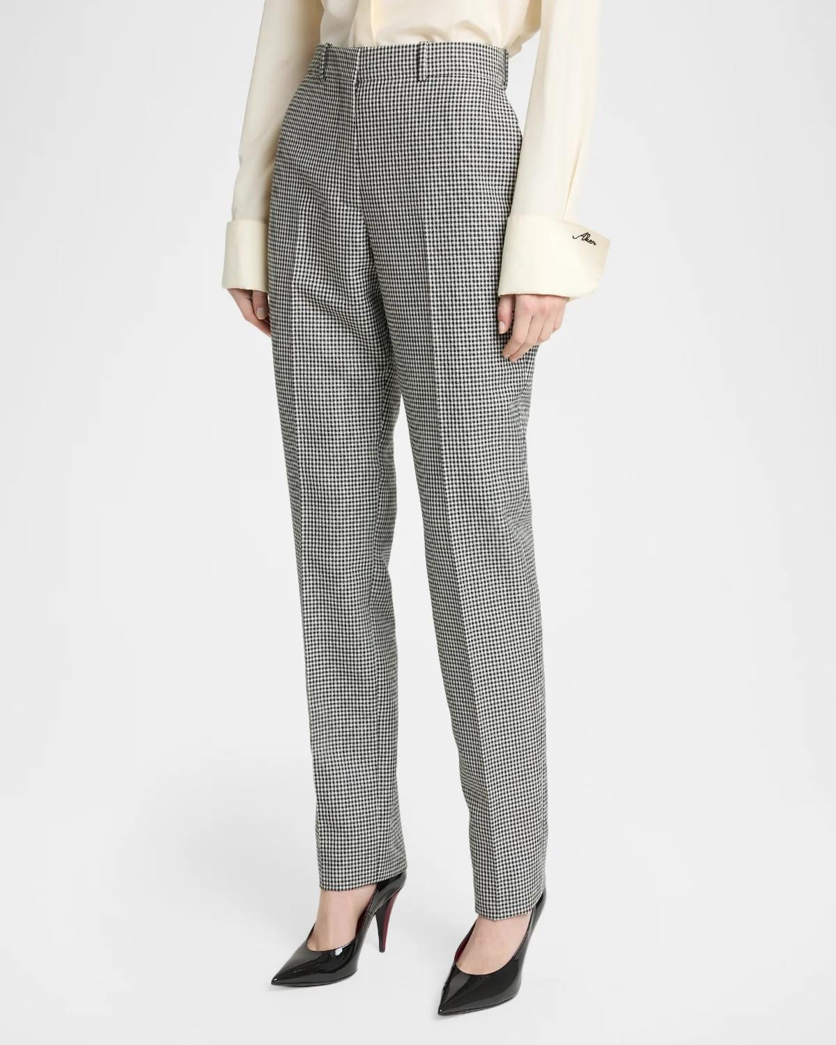 Houndstooth Slim-Leg Cigarette Pants - thumbnail 3