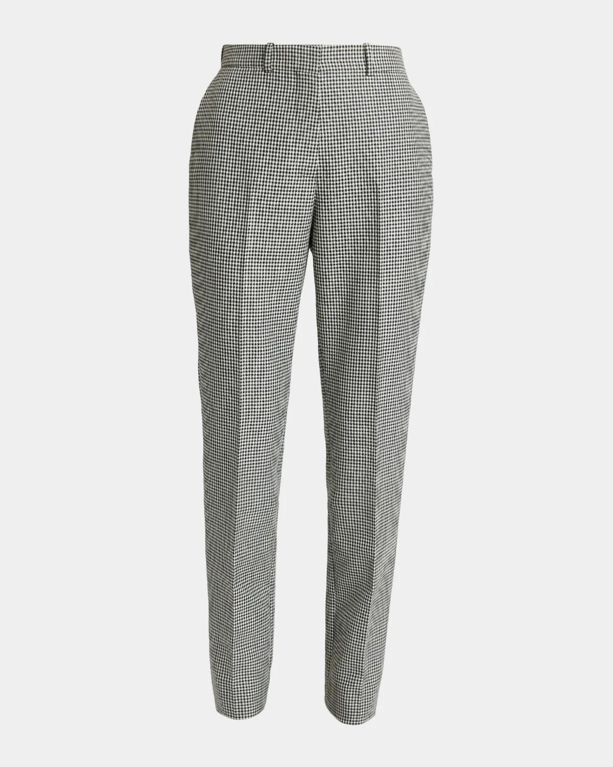 Houndstooth Slim-Leg Cigarette Pants