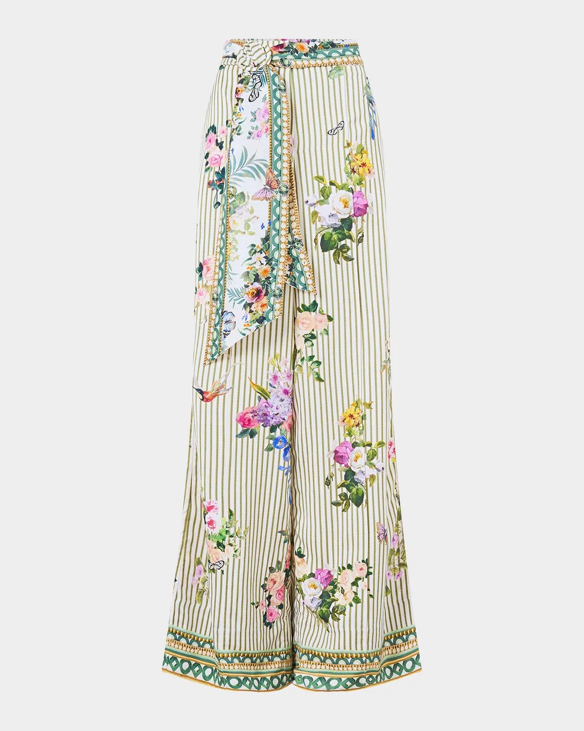 Scarf Belt Wide-Leg Pants