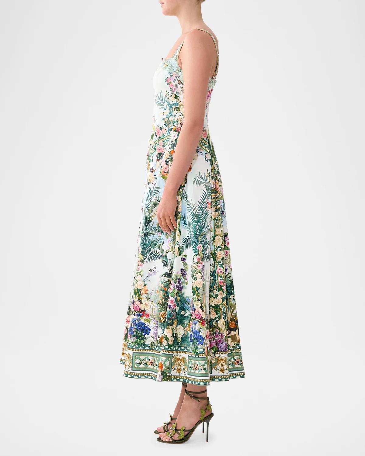 Printed A-Line Tea-Length Dress - thumbnail 6