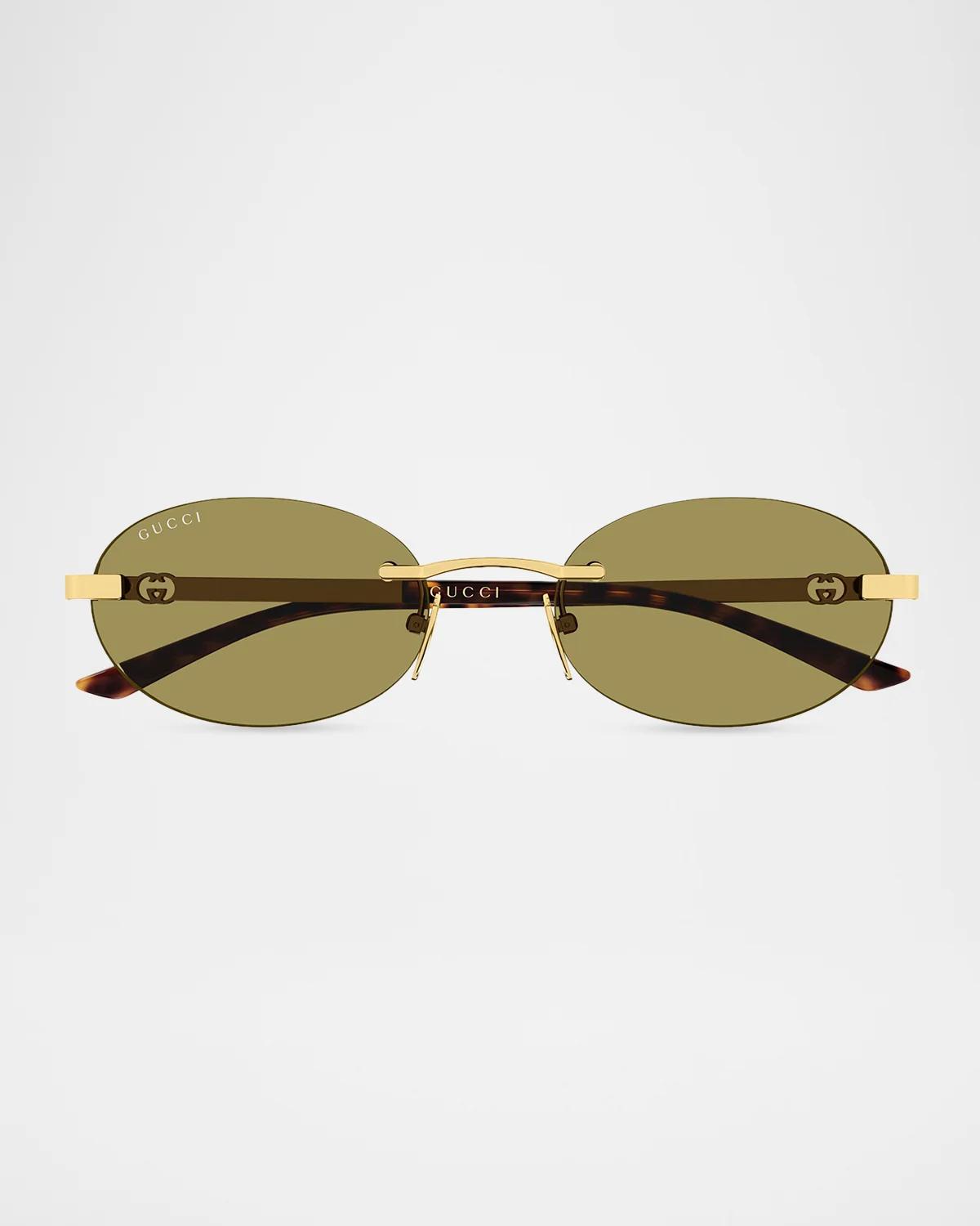 小物 GUCCI Clear Oval Sunglasses Interlocking Gucci Men's GG2214S Bella Rimless Metal Oval Sunglasses | Neiman