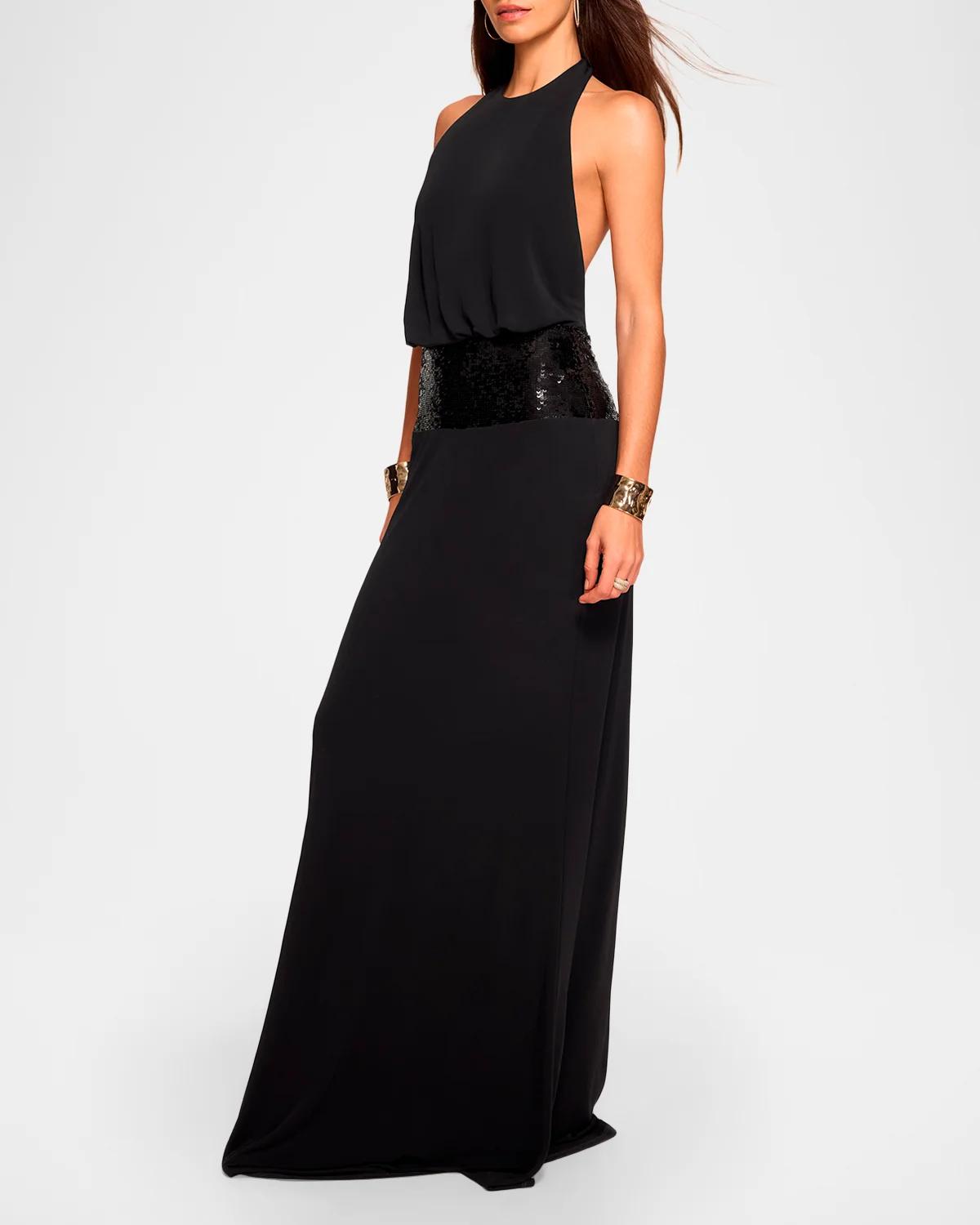 Theresa Sequined Halter Gown - thumbnail 2