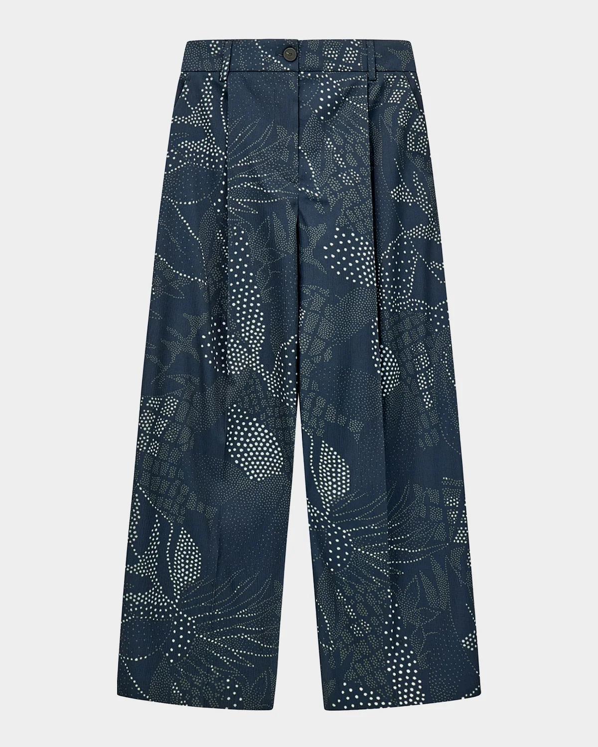 Abstract-Print Wide-leg Trousers