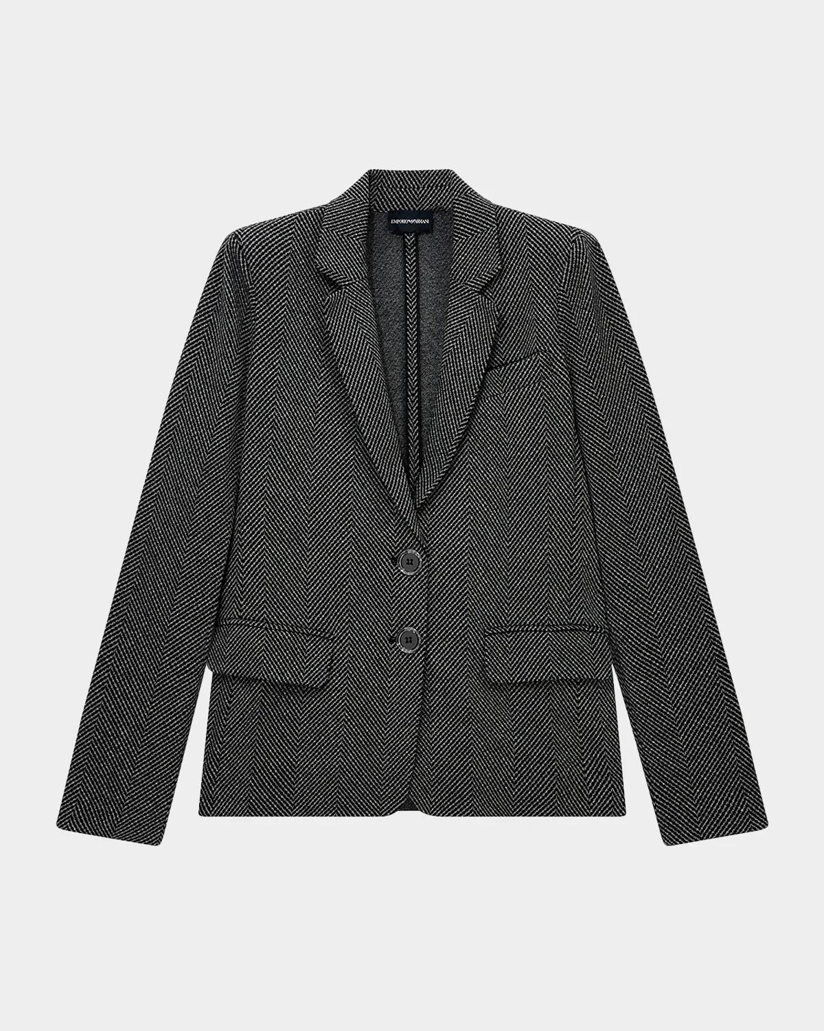 Chevron Single-Breasted Blazer