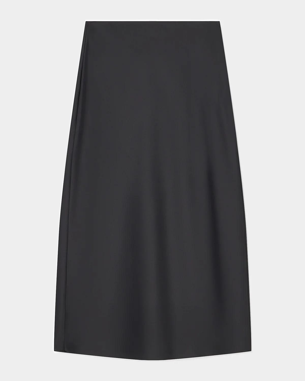 Satin A-Line Midi Skirt