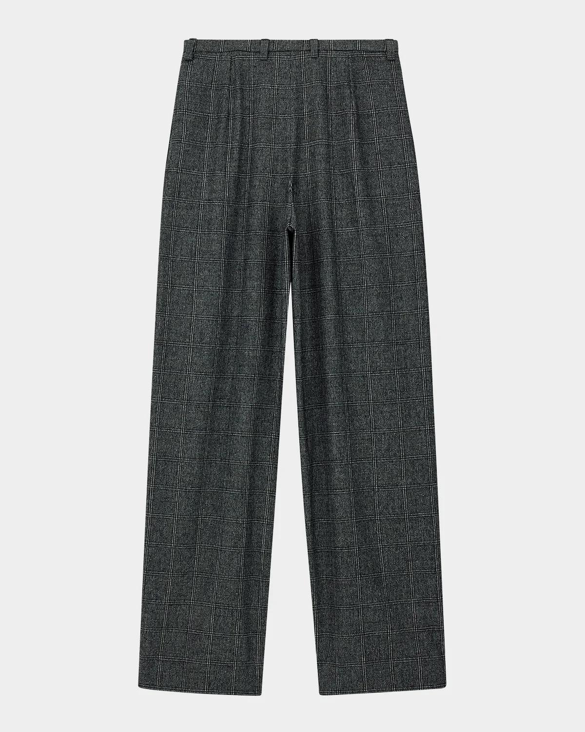 Plaid Pleated Wide-Leg Trousers - thumbnail 3