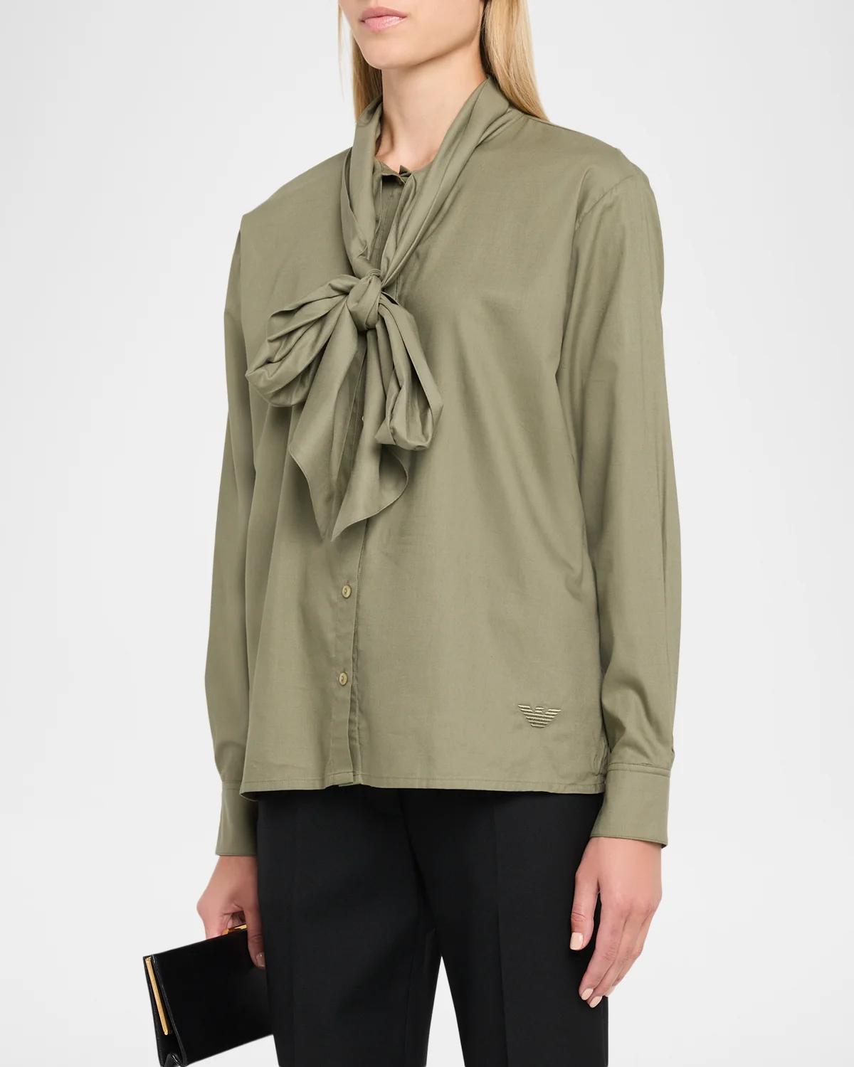 Button-Front Scarf Shirt - thumbnail 4