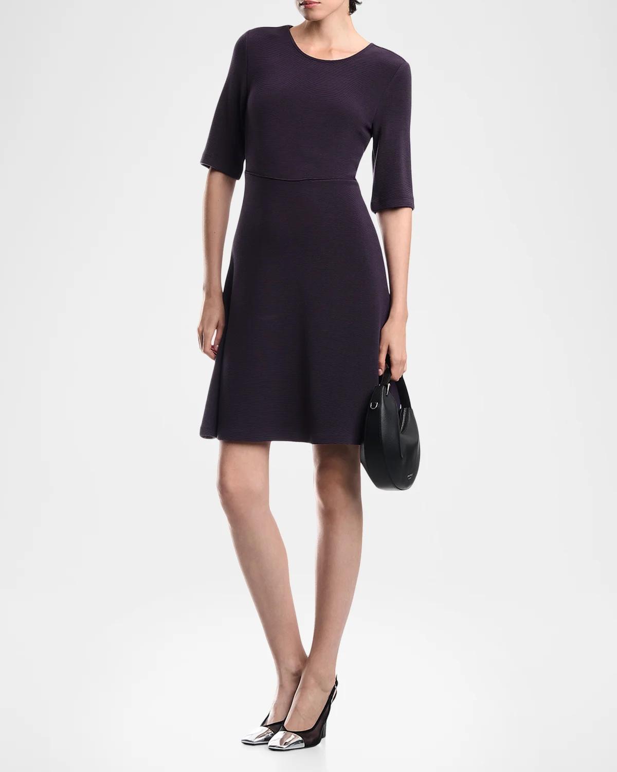 Rib-Knit A-Line Mini Dress - thumbnail 2