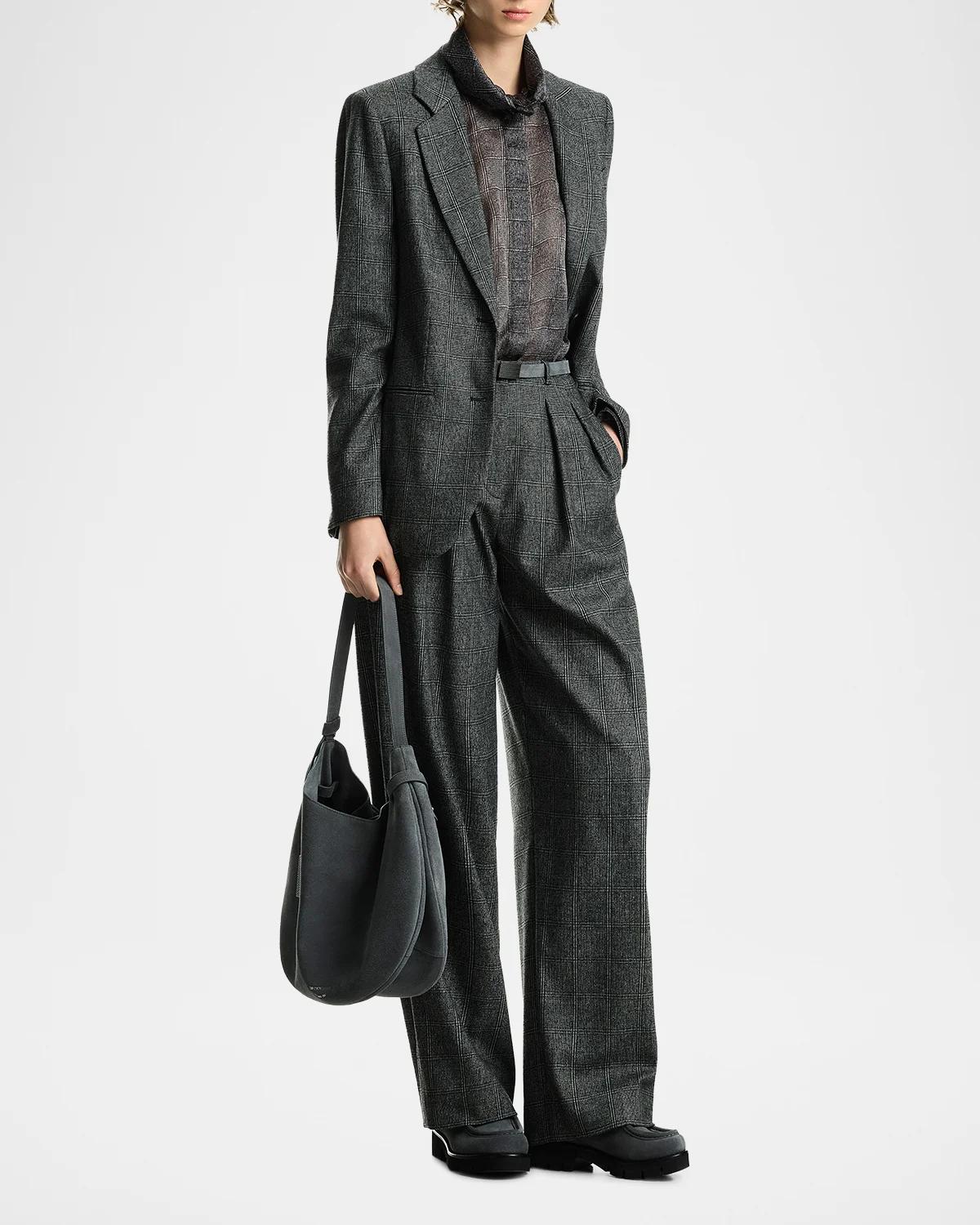 Plaid Notch-Lapel Jacket - thumbnail 2