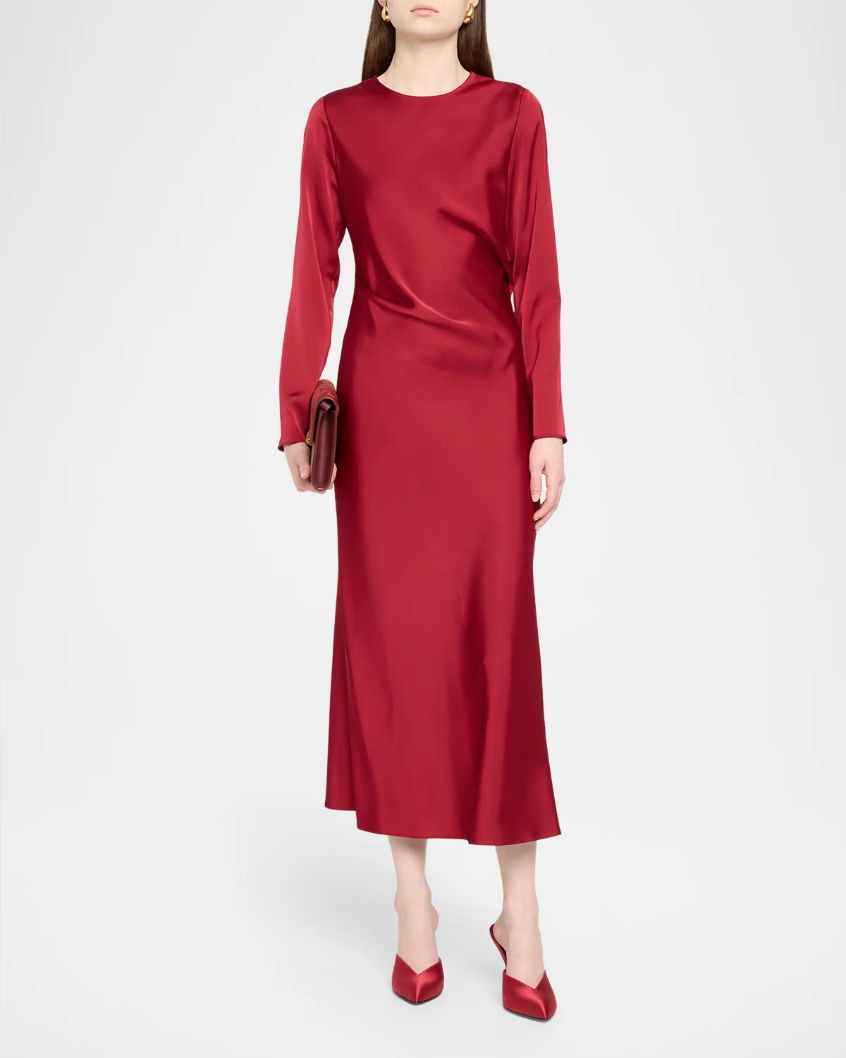 Long-Sleeve Techno Twill Maxi Dress - thumbnail 2