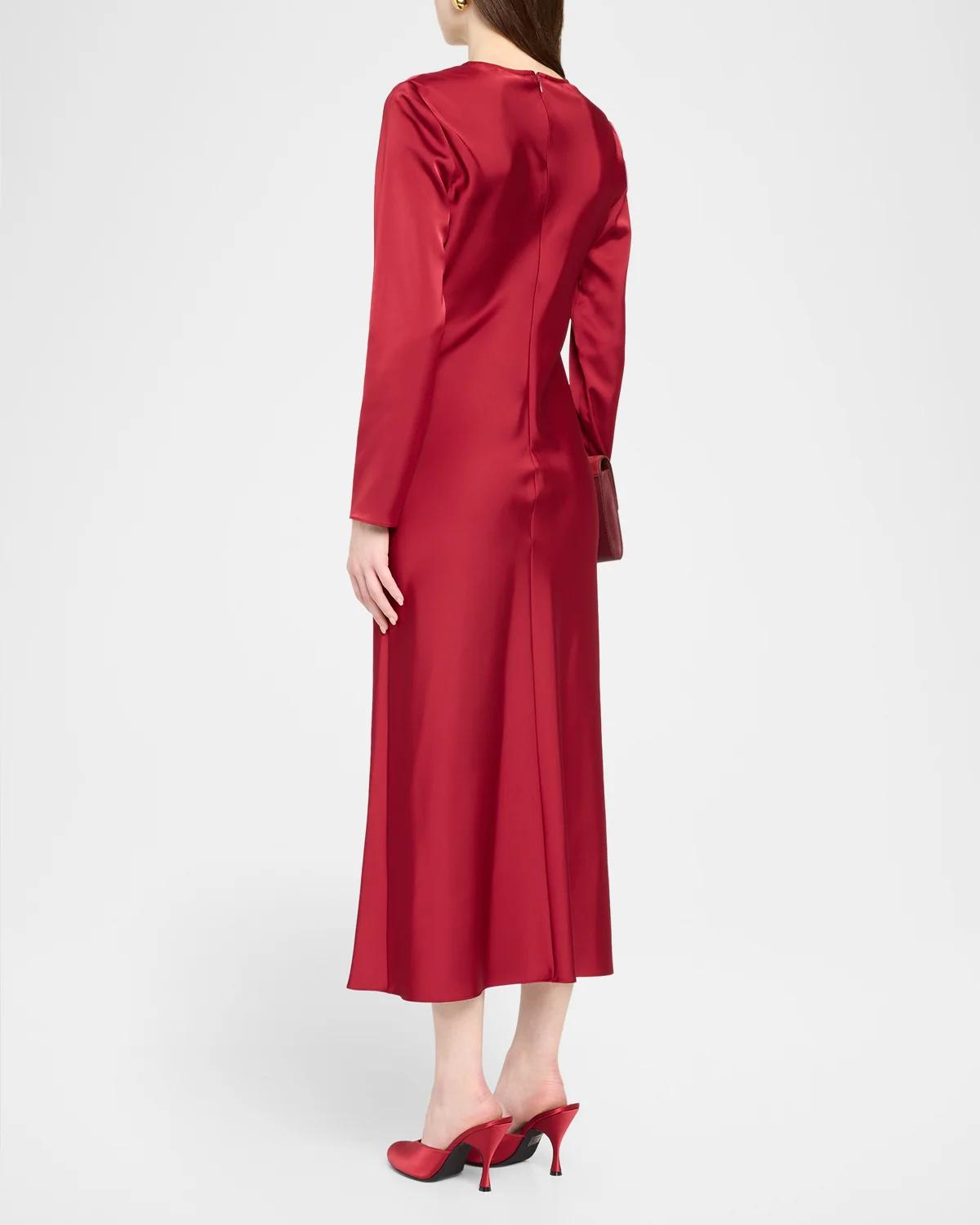 Long-Sleeve Techno Twill Maxi Dress - thumbnail 3