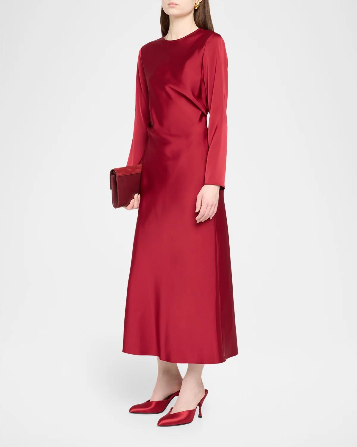 Long-Sleeve Techno Twill Maxi Dress - thumbnail 4