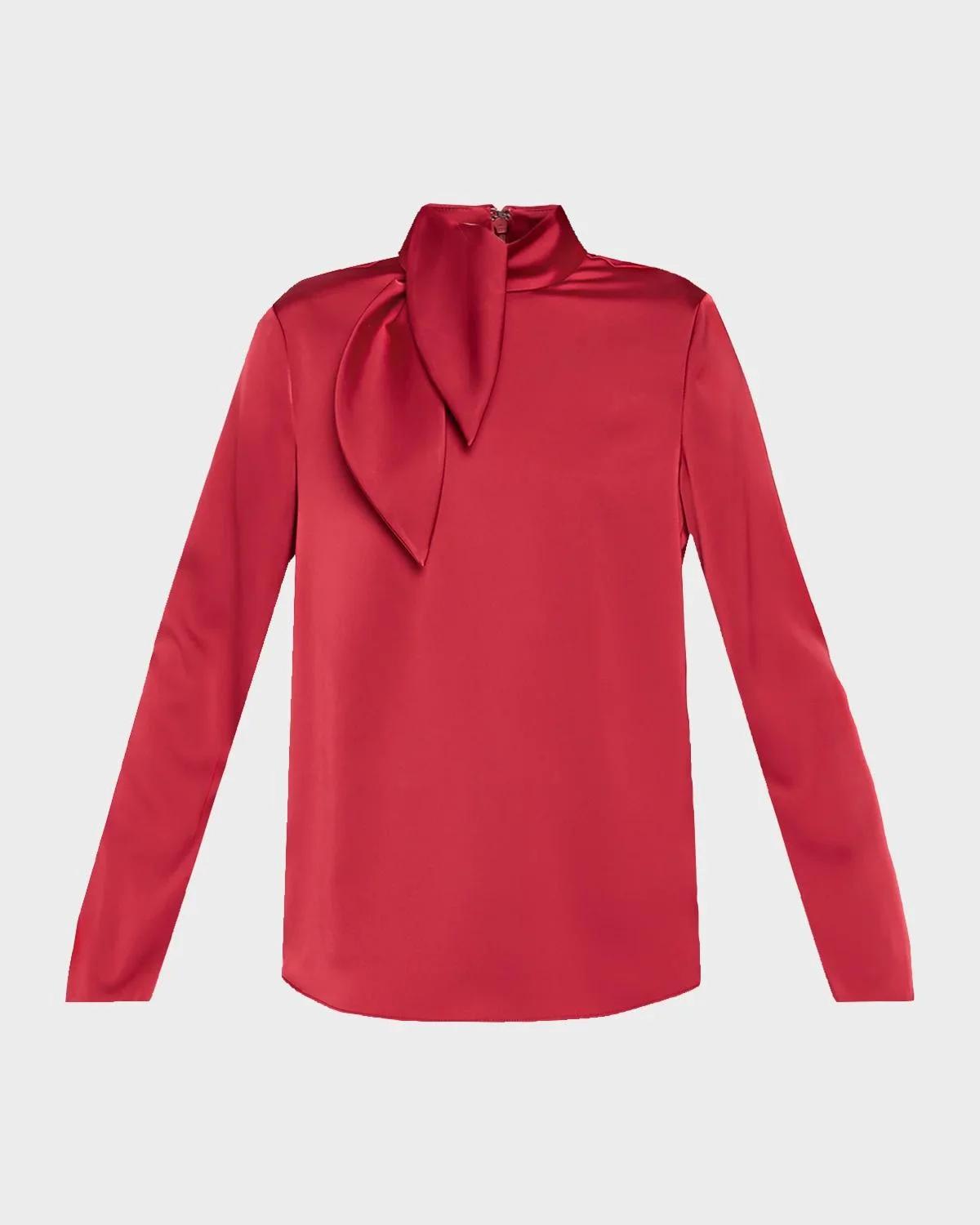 Tie-Neck Techno Twill Shirt