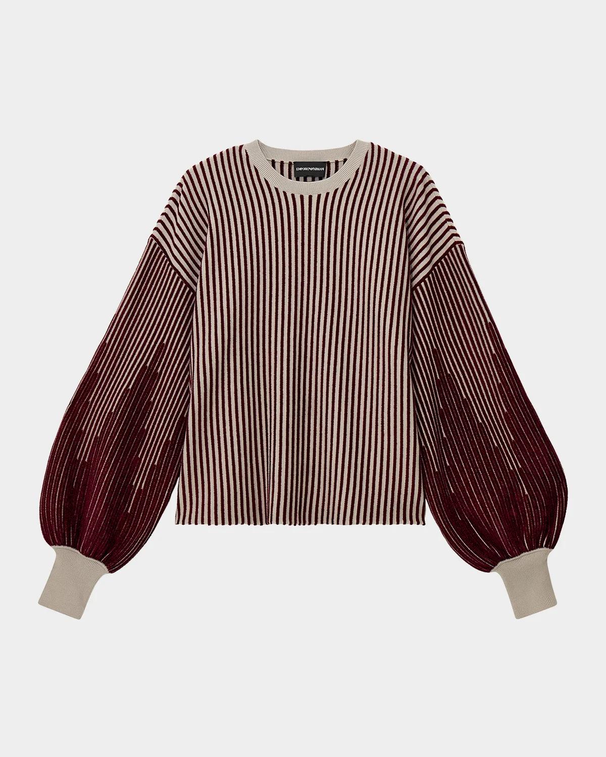 Striped Drop-Shoulder Crewneck Sweater