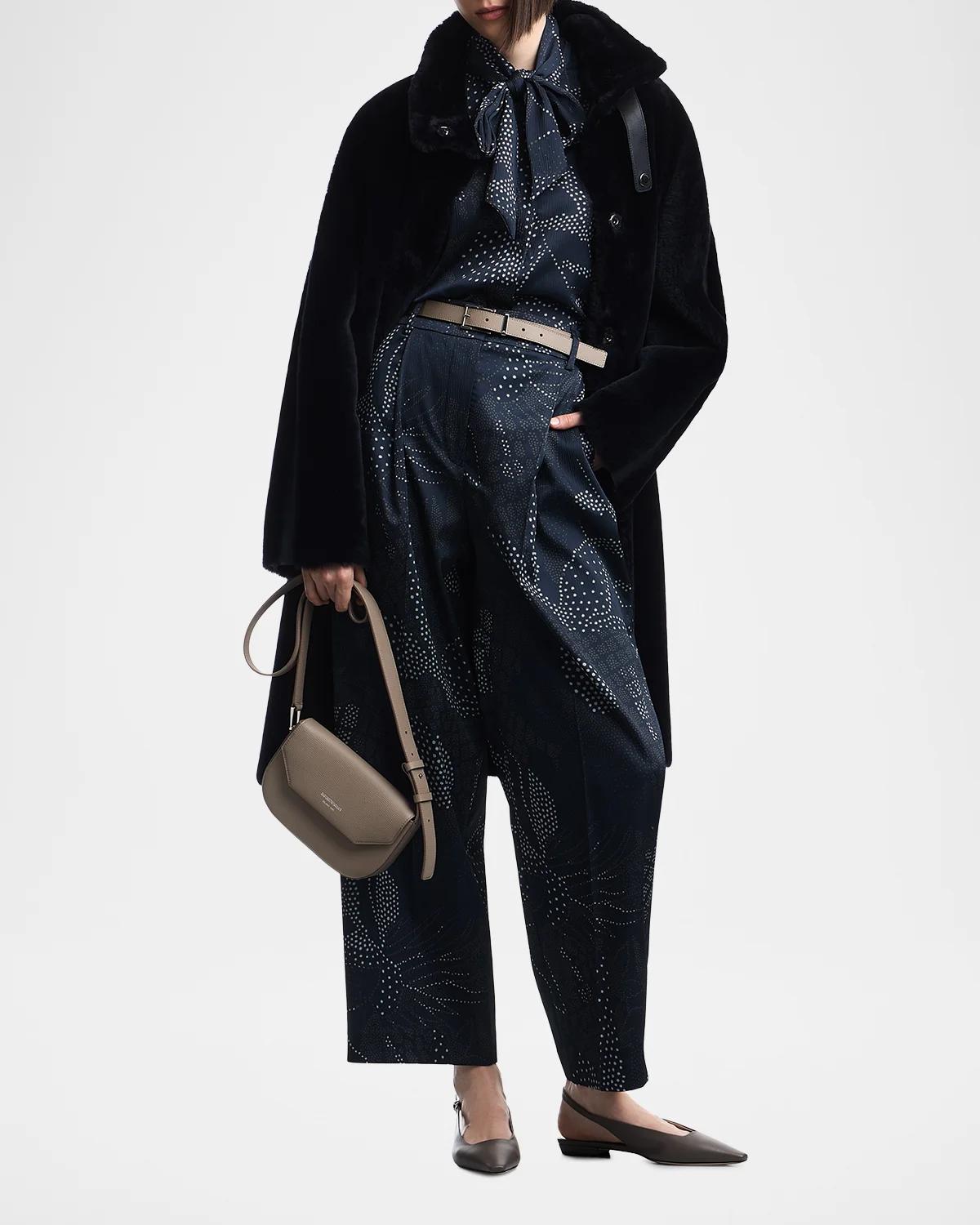 Tie-Neck Abstract Creponne Shirt - thumbnail 2