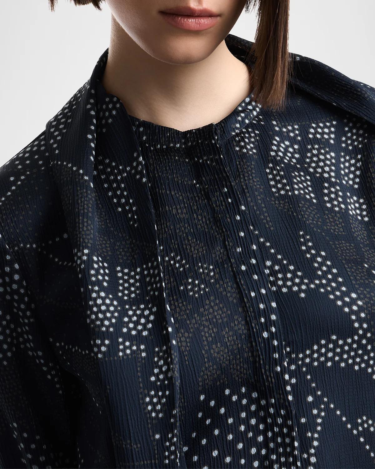 Tie-Neck Abstract Creponne Shirt - thumbnail 6