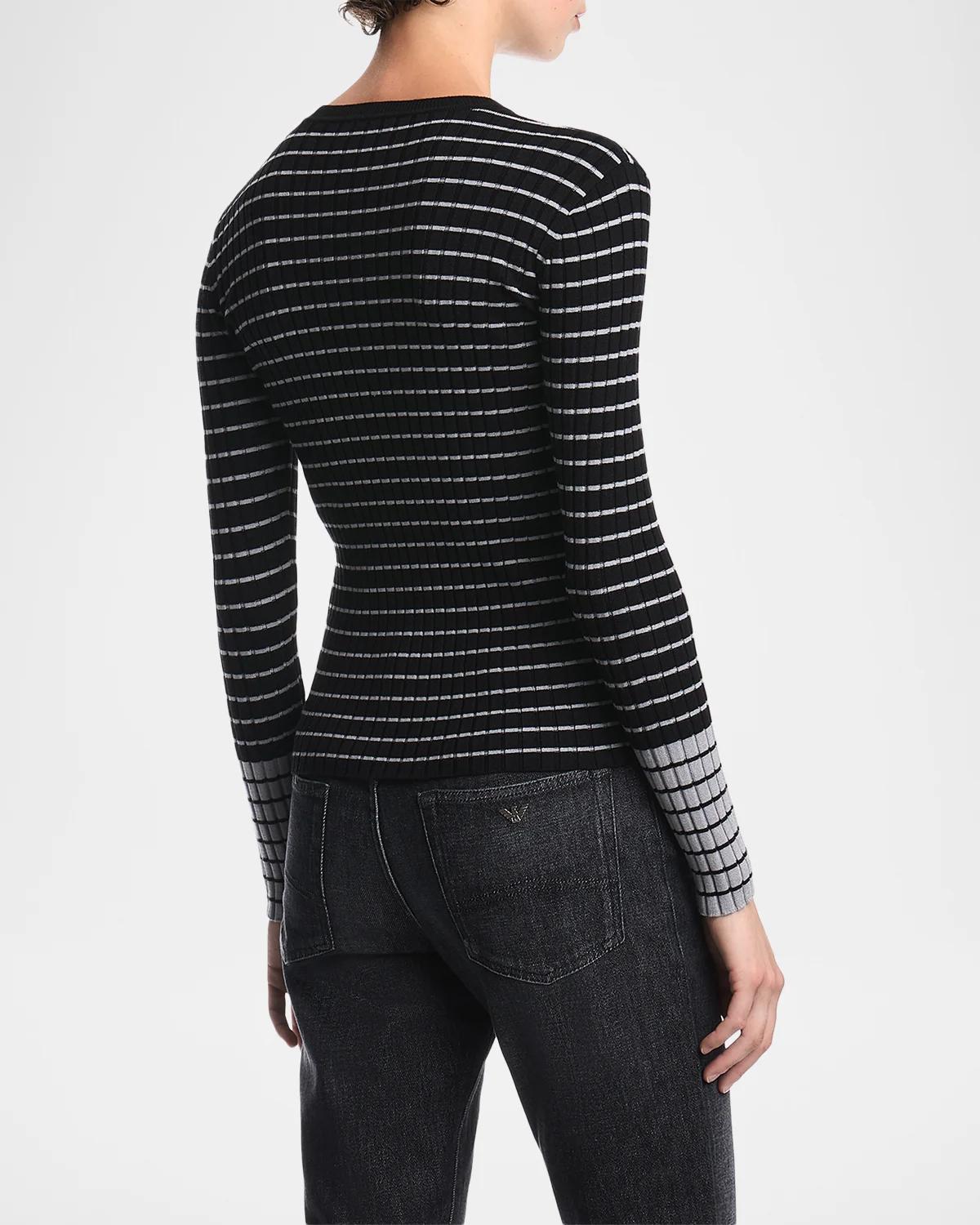 Striped Rib Knit Pullover - thumbnail 3