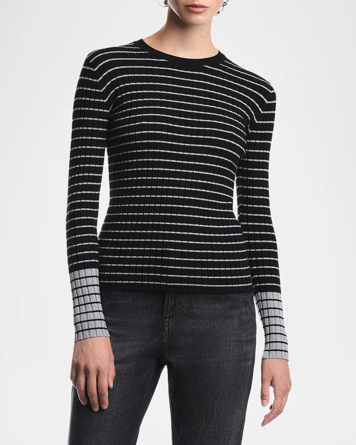 Striped Rib Knit Pullover - thumbnail 4