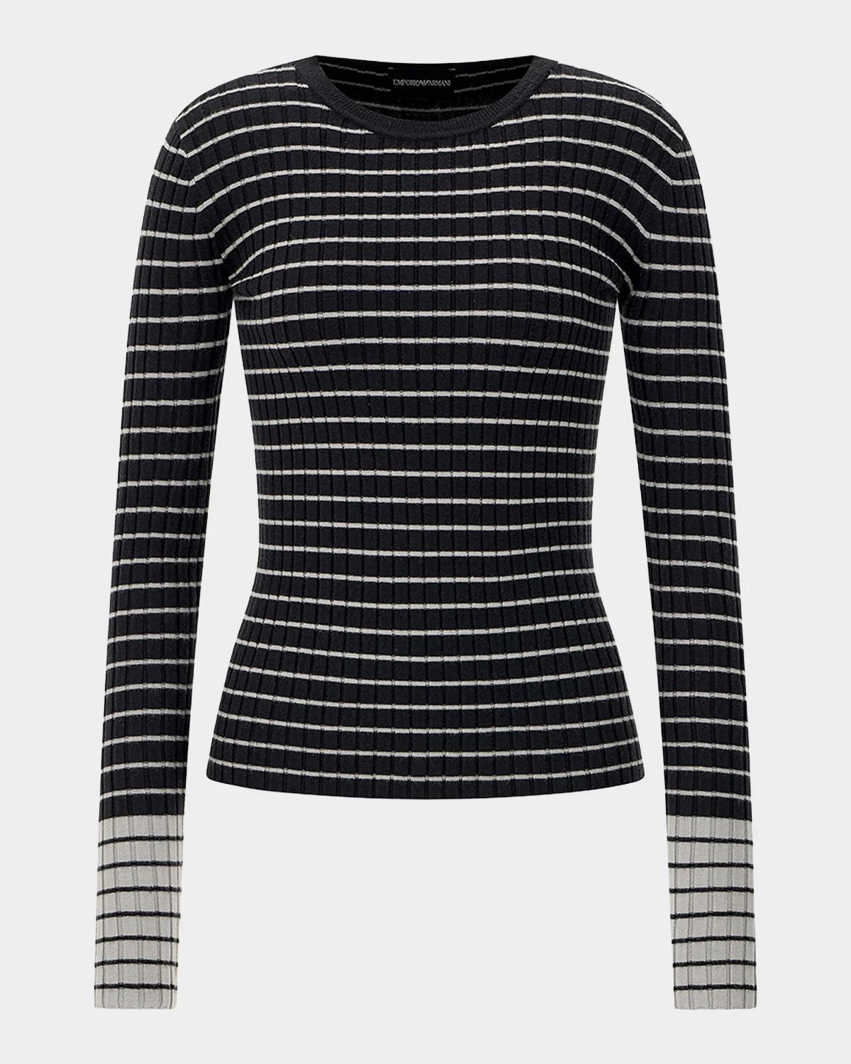 Striped Rib Knit Pullover