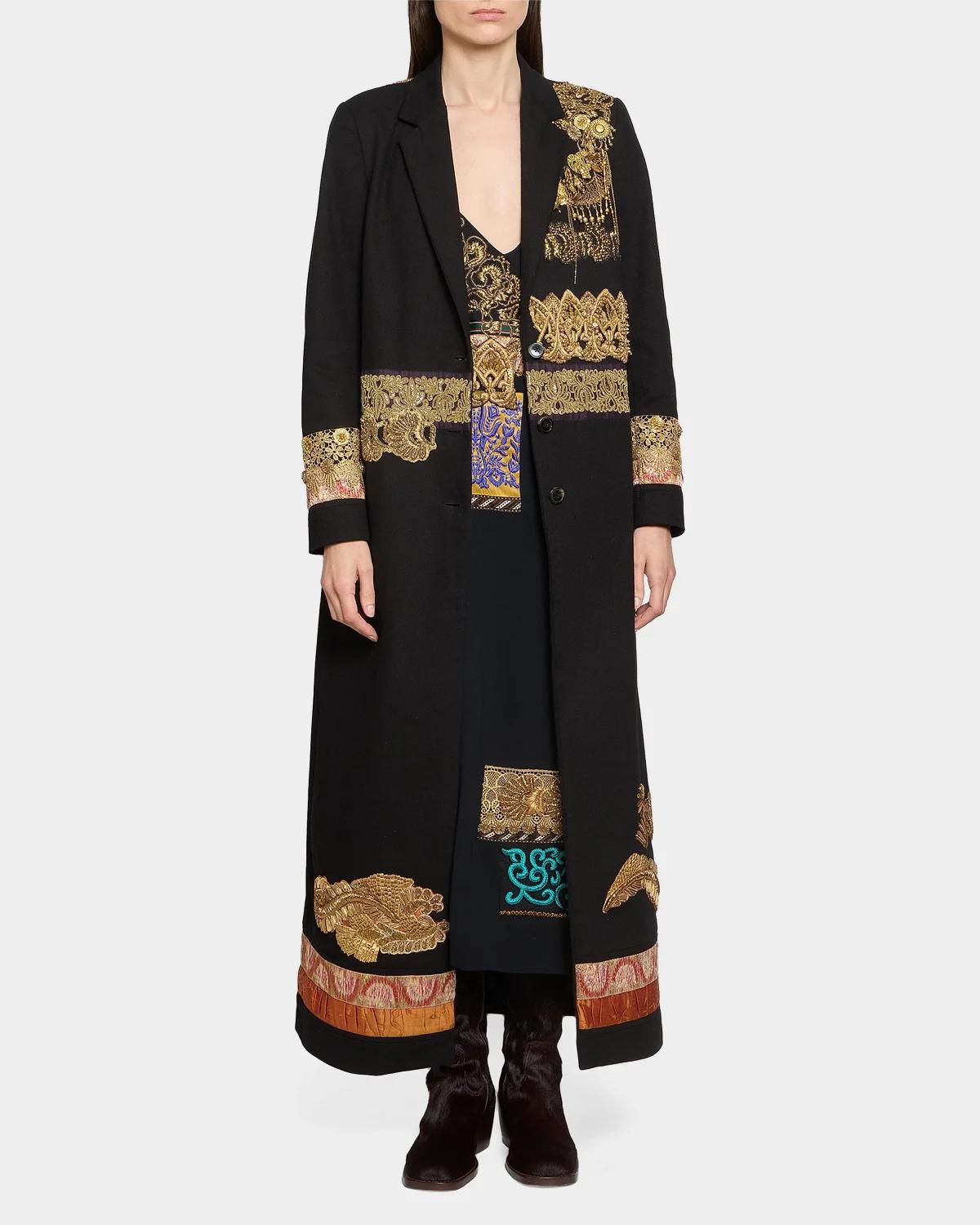 Embellished Wool Longline Coat - thumbnail 2