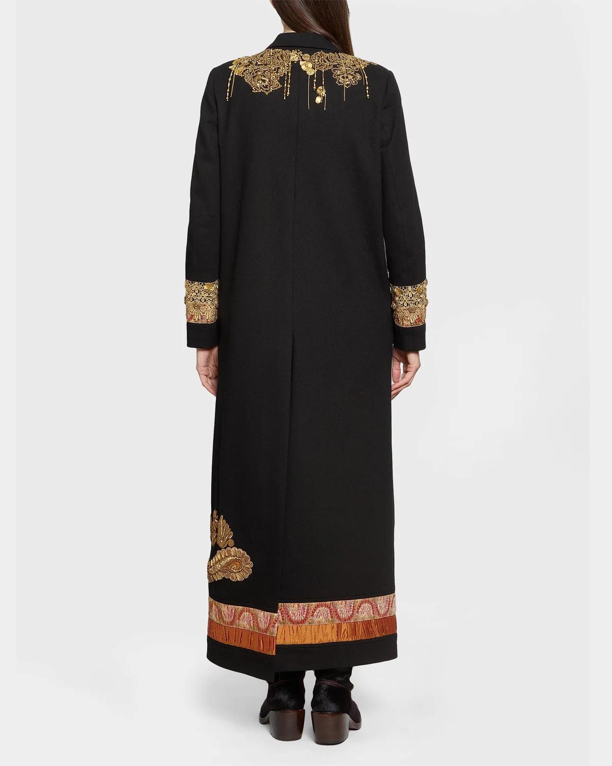 Embellished Wool Longline Coat - thumbnail 3