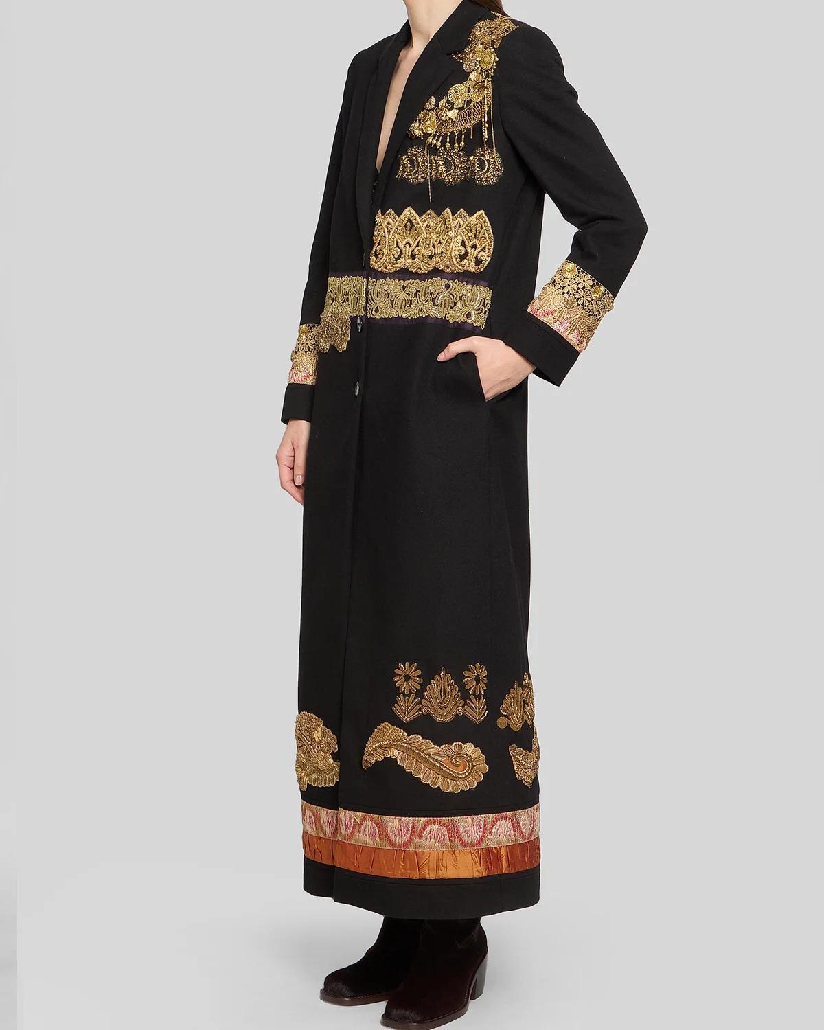 Embellished Wool Longline Coat - thumbnail 4