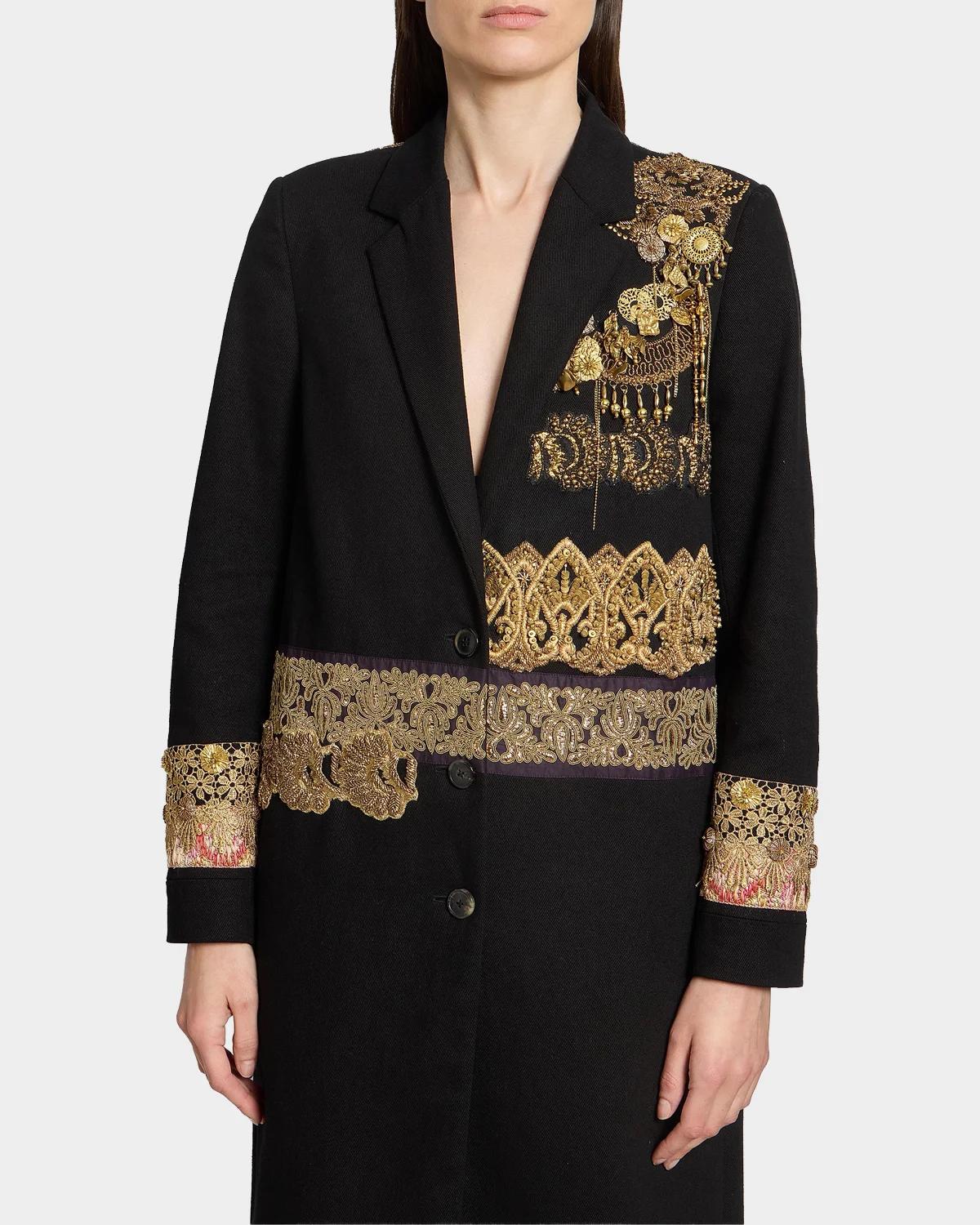 Embellished Wool Longline Coat - thumbnail 5