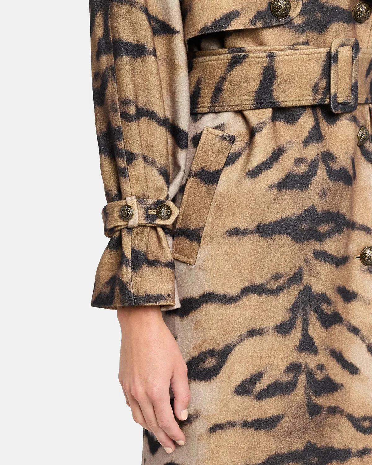 Nicole Tiger-Print Wool Trench Coat - thumbnail 5