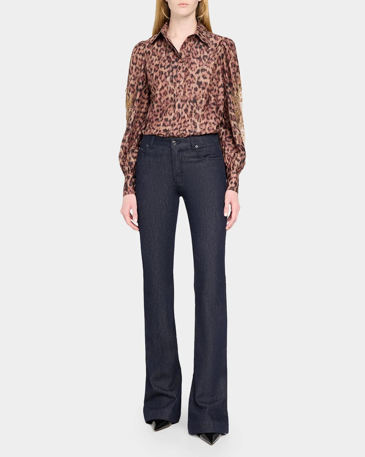Lizzie Beaded Animal-Print Blouse - thumbnail 2
