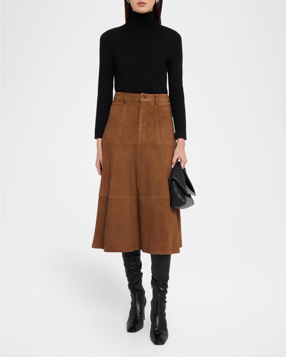 Connor Leather A-Line Midi Skirt - thumbnail 2