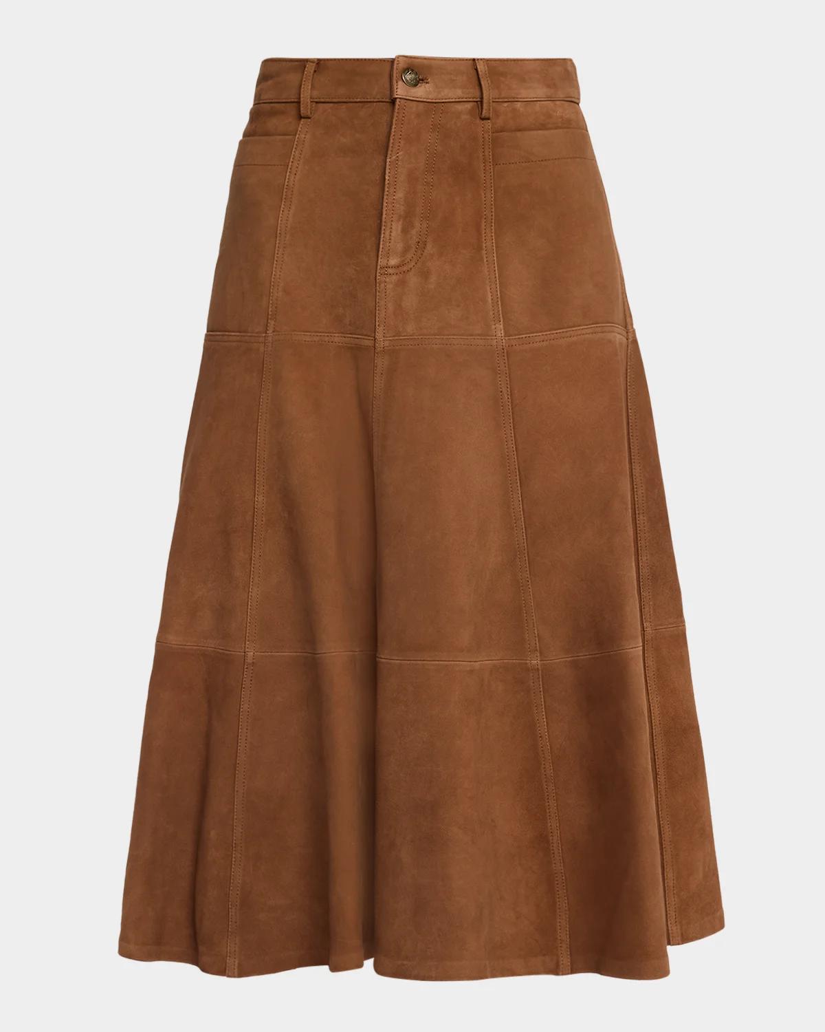 Connor Leather A-Line Midi Skirt