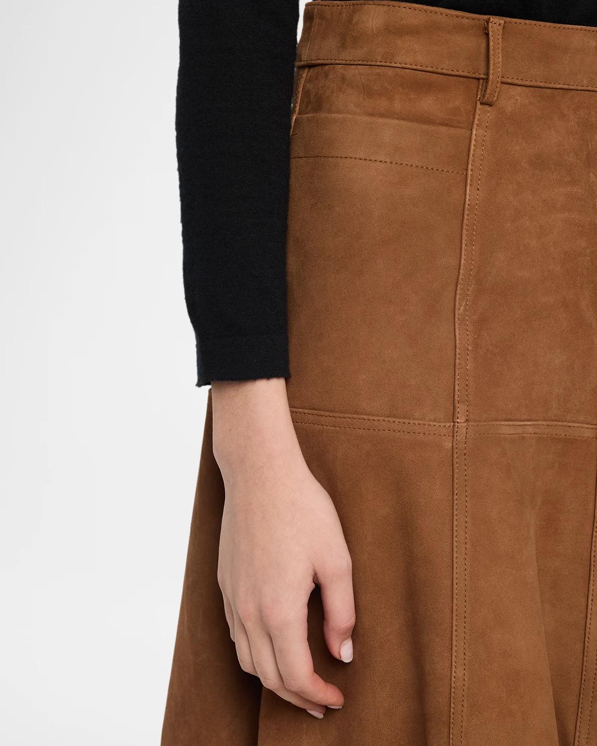 Connor Leather A-Line Midi Skirt - thumbnail 5