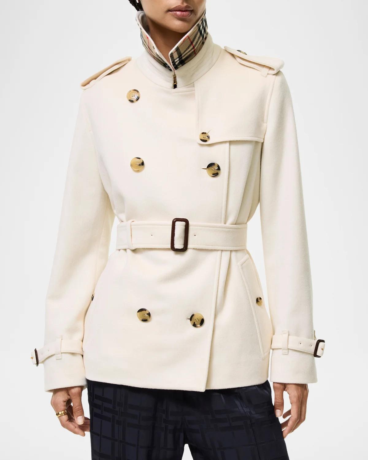 Kensington Belted Cashmere Short Trench Jacket - thumbnail 2