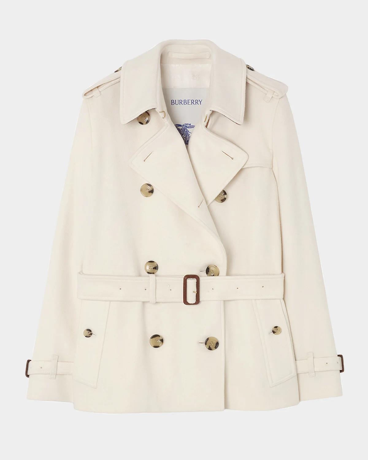 Kensington Belted Cashmere Short Trench Jacket