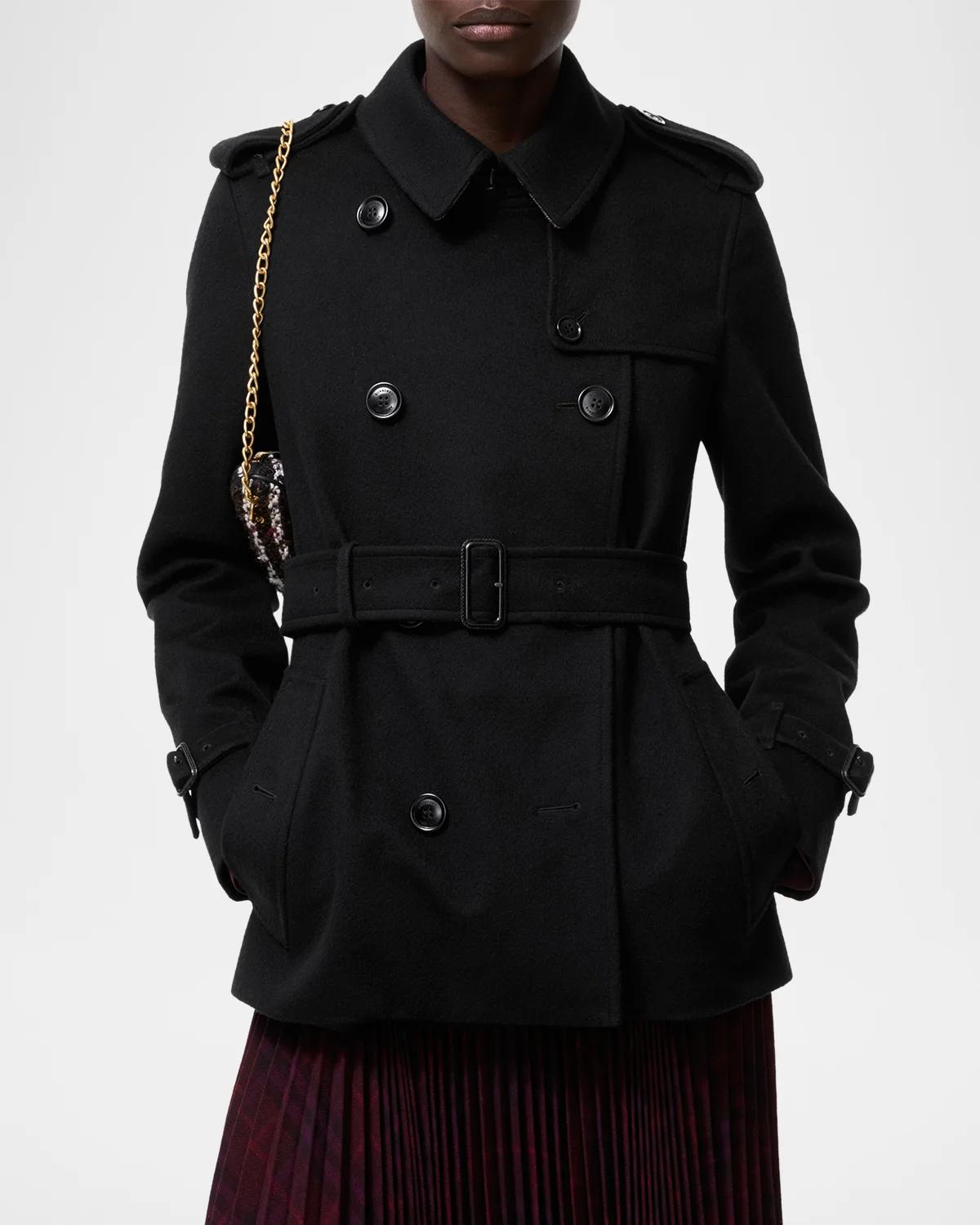 Kensington Belted Cashmere Short Trench Jacket - thumbnail 2