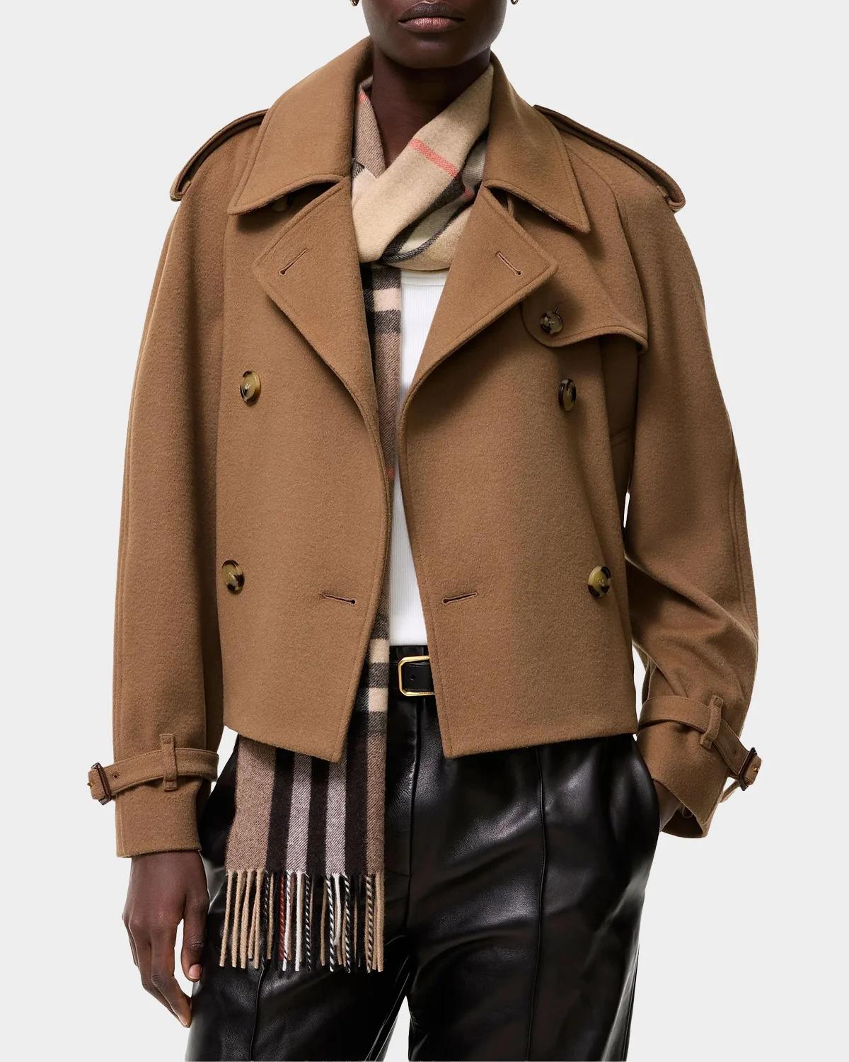 Mayfair Cropped Cashmere Trench Jacket - thumbnail 2