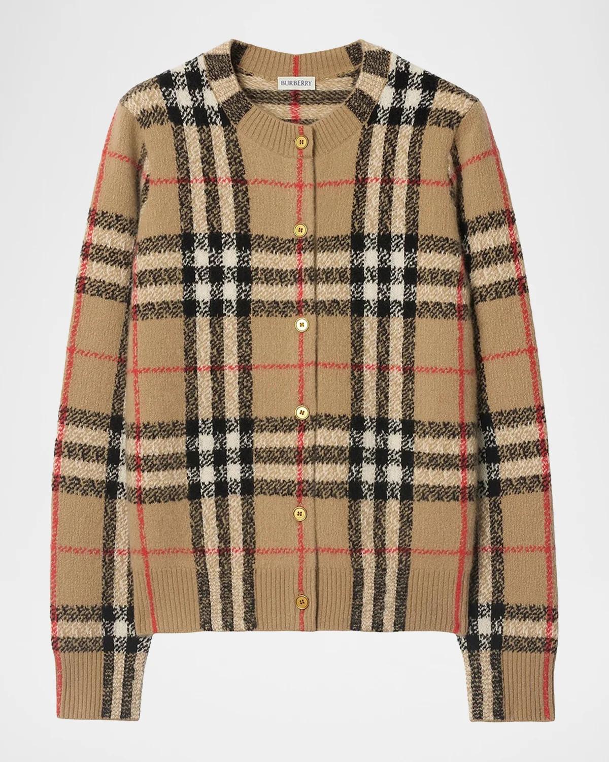 Check Cashmere Cardigan