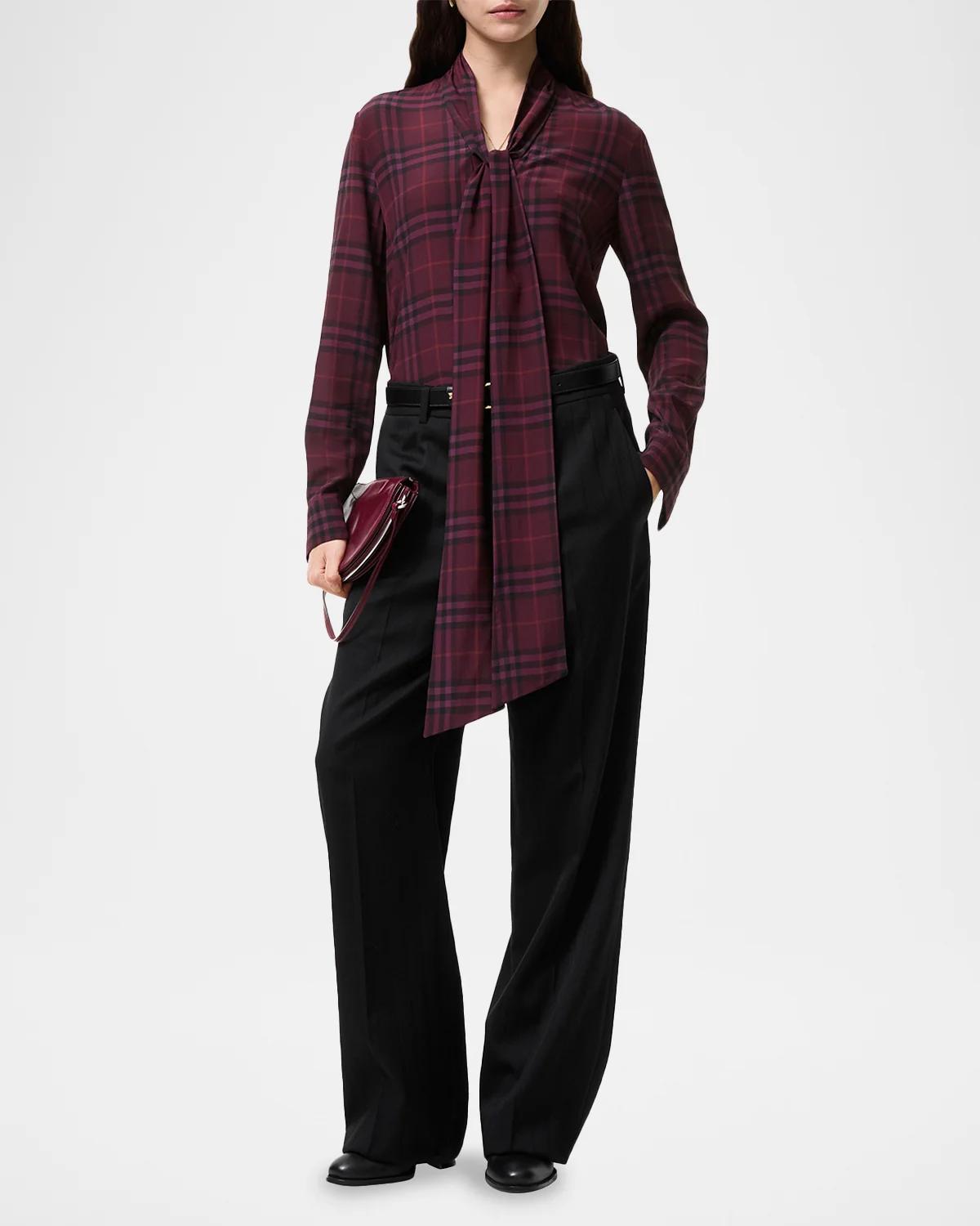 Rhiannon Check Silk Blouse - thumbnail 2