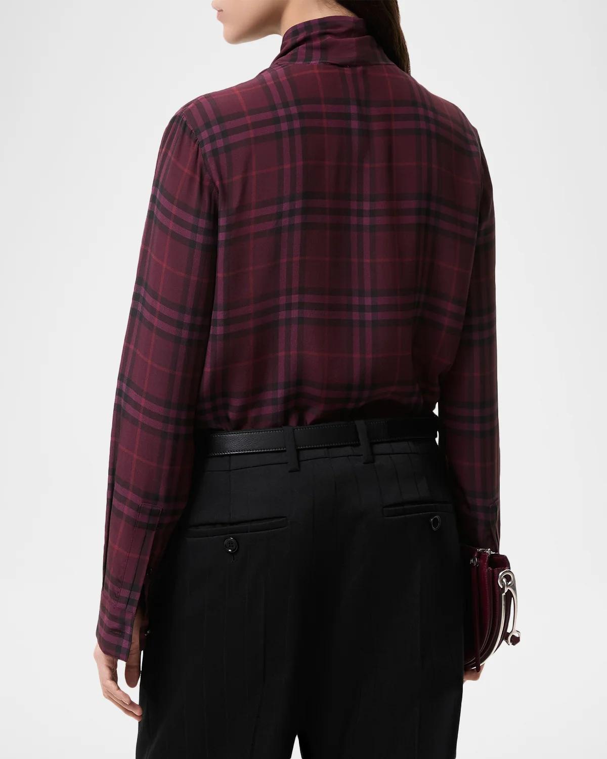 Rhiannon Check Silk Blouse - thumbnail 3
