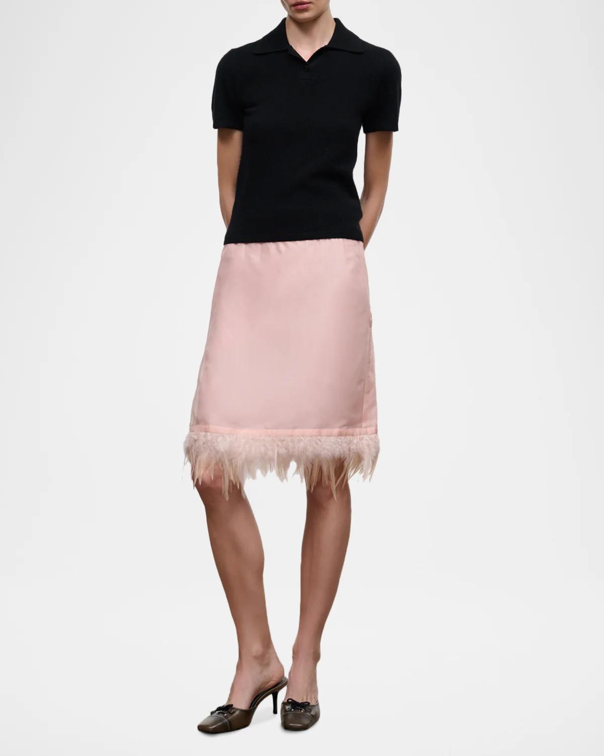 Lark Silk Feather-Hem Mini Skirt - thumbnail 2
