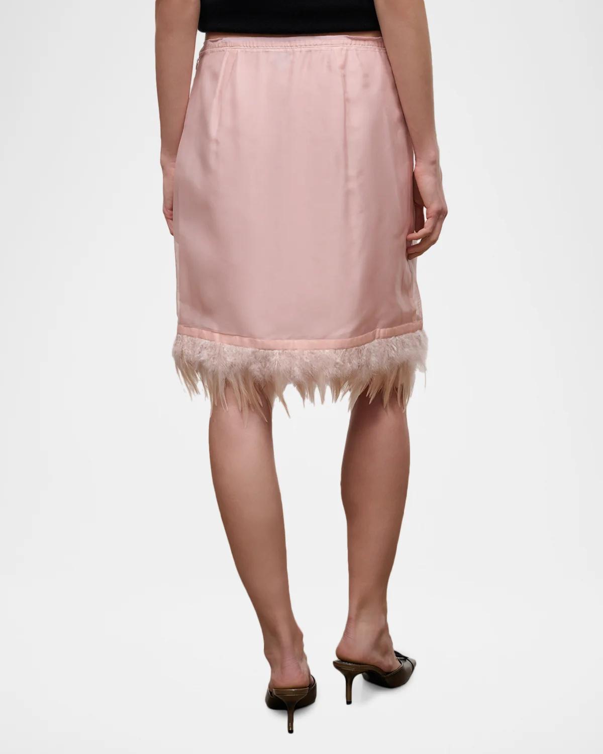 Lark Silk Feather-Hem Mini Skirt - thumbnail 3
