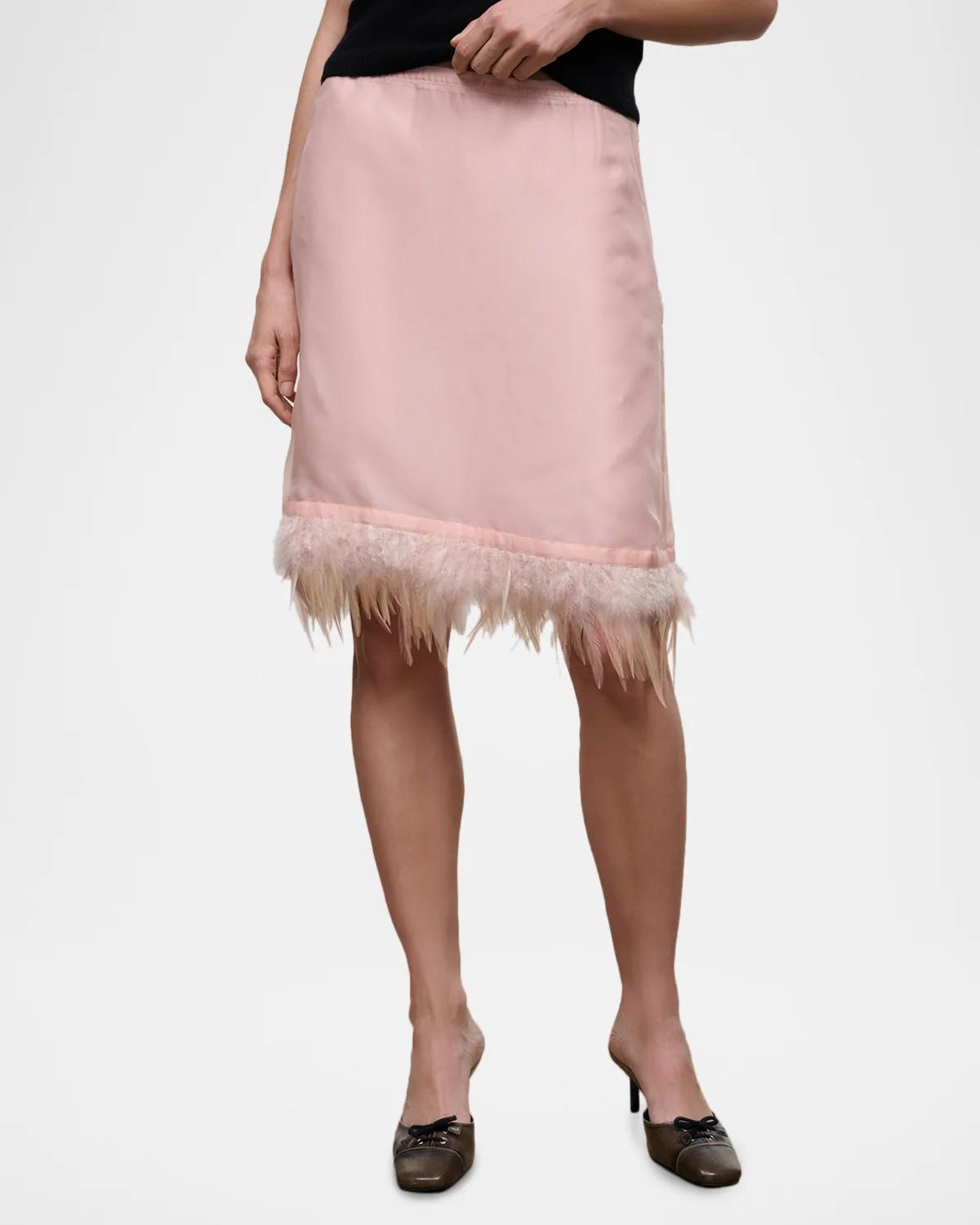 Lark Silk Feather-Hem Mini Skirt - thumbnail 4