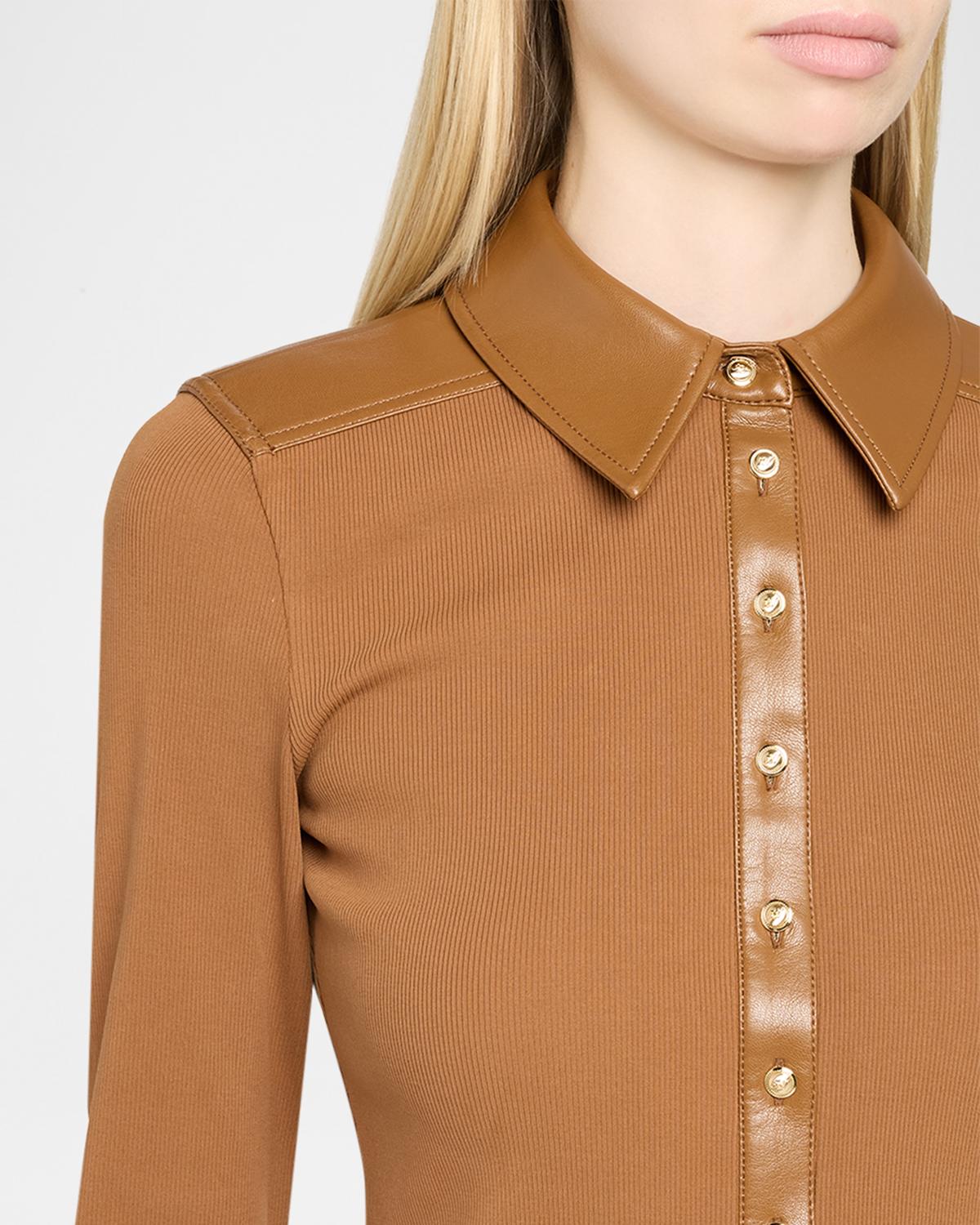 Magali Cotton-Blend Ribbed Top - thumbnail 5