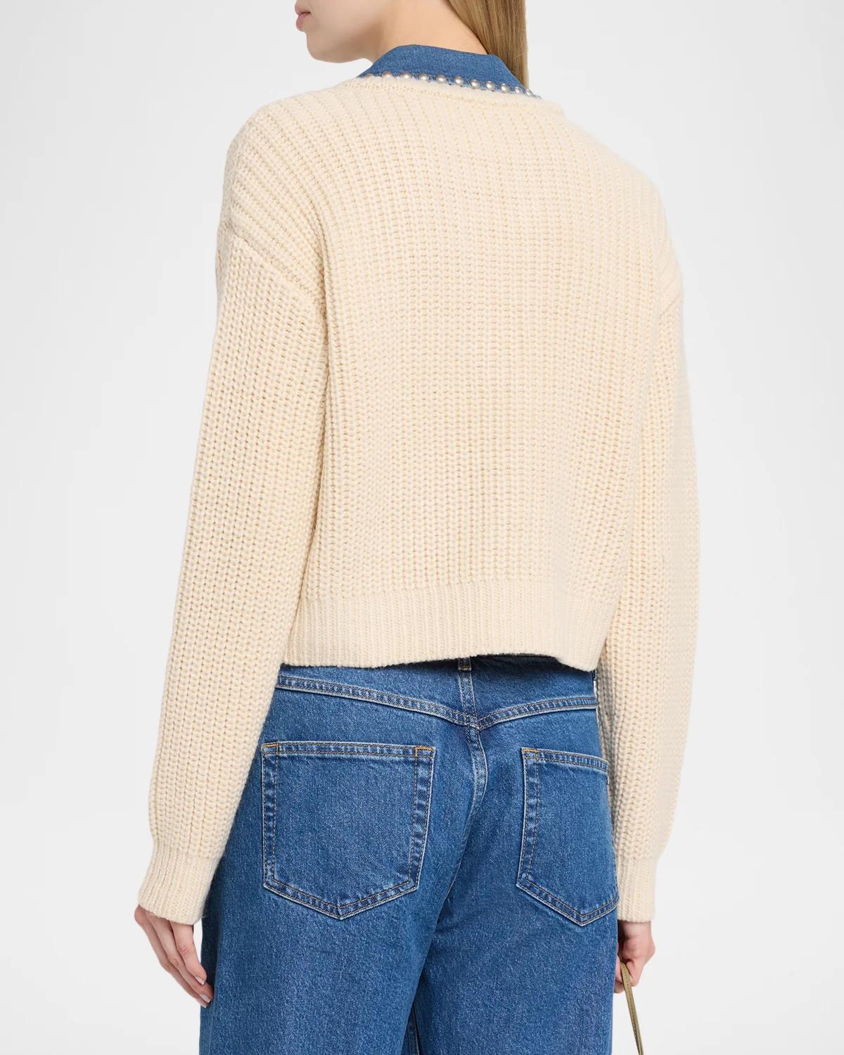Rhiannon Studded Denim Collar Sweater - thumbnail 3