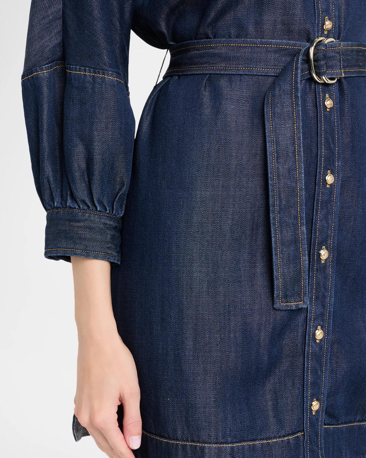 Leona Chambray Belted Mini Shirtdress - thumbnail 5