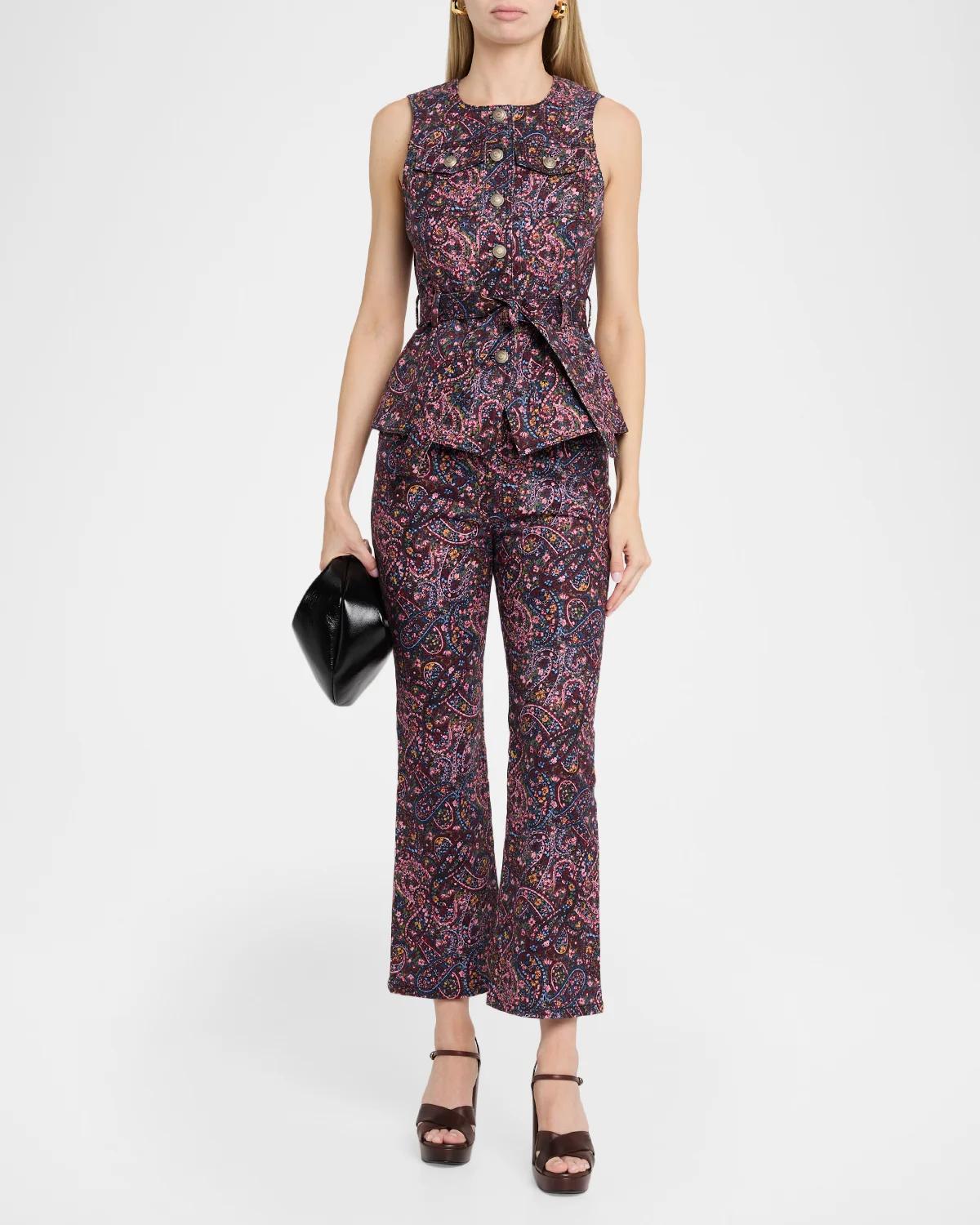 Reenee Belted Paisley Denim Vest - thumbnail 2